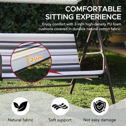 2-Seat Patio Metal Proch Swing With Adjustable Canopy