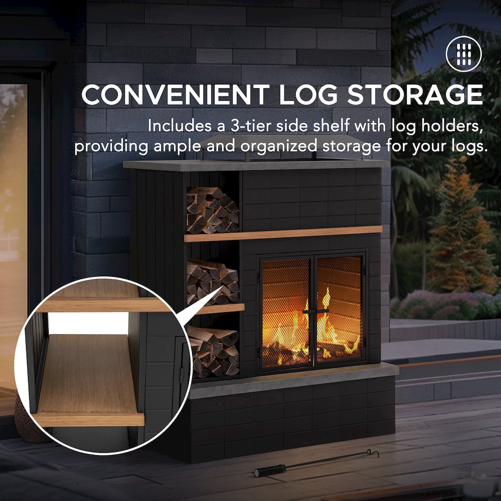 Sunjoy 42 in. Aukland Wood Burning Fireplace