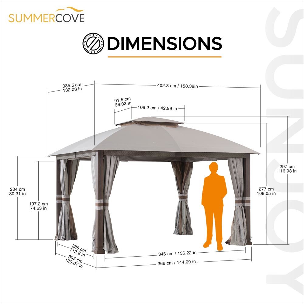 Fiona 11 ft. x 13 ft. 2-tier Patio Gazebo