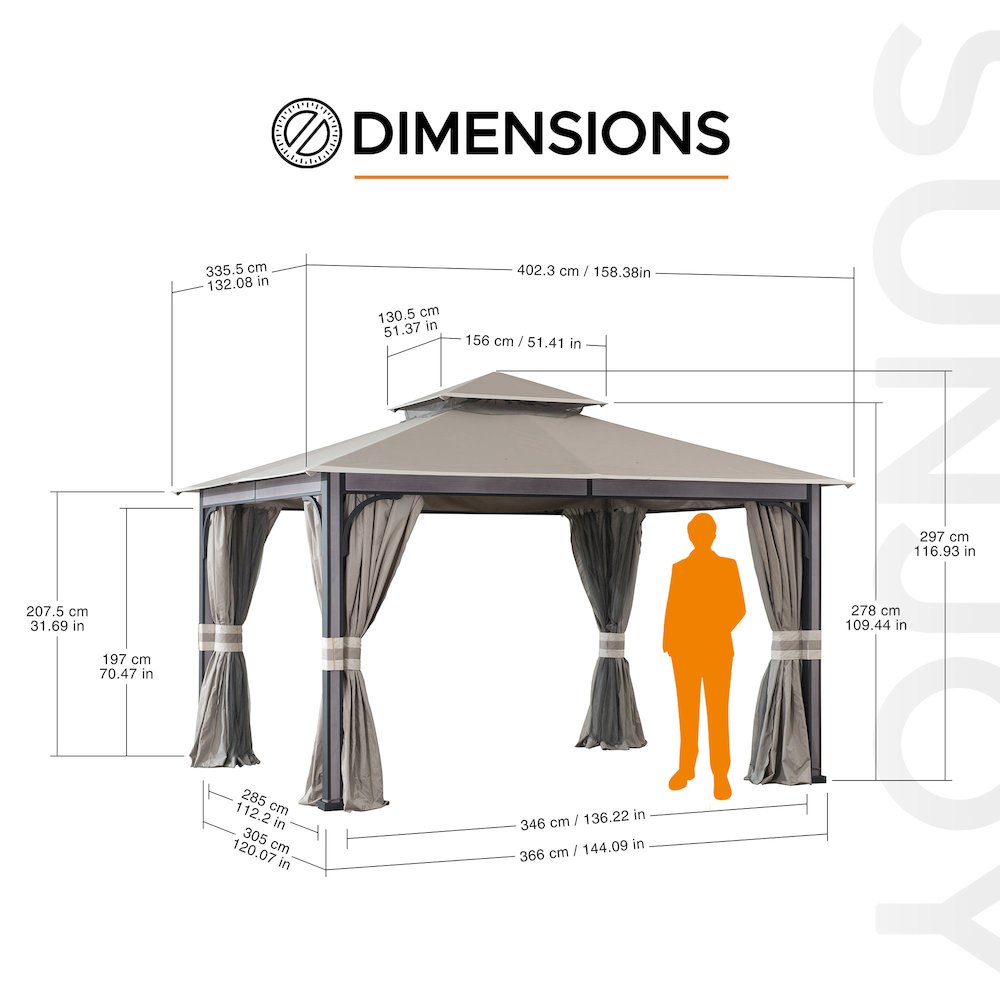 SummerCove Roberts 11 ft. x 13 ft. 2-tier Gazebo