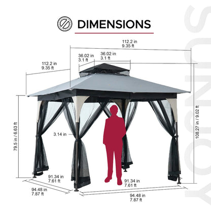 9.5 ft. x 9.5 ft. Soft Top Outdoor Steel Frame Gazebo Canopy
