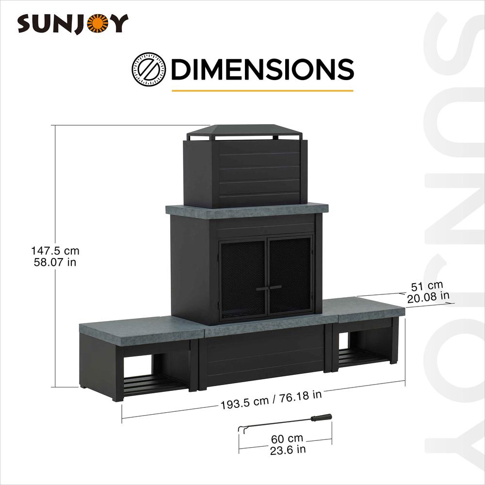 Wood Burning Fireplace –  Outdoor Steel Fireplace with Chimney, Log Holders