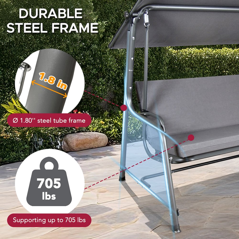 4-Seat Luxury Swing and Bed with Elastic Metal Mesh Seat