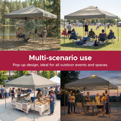 10 ft. x 10 ft. POP UP Gazebo with Detachable LED Light, Gray