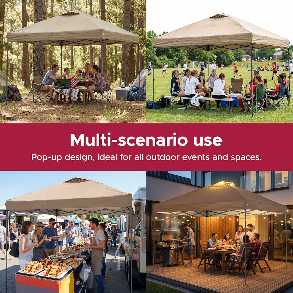 10 ft. x 10 ft. POP UP Gazebo with Detachable LED Light, Taupe
