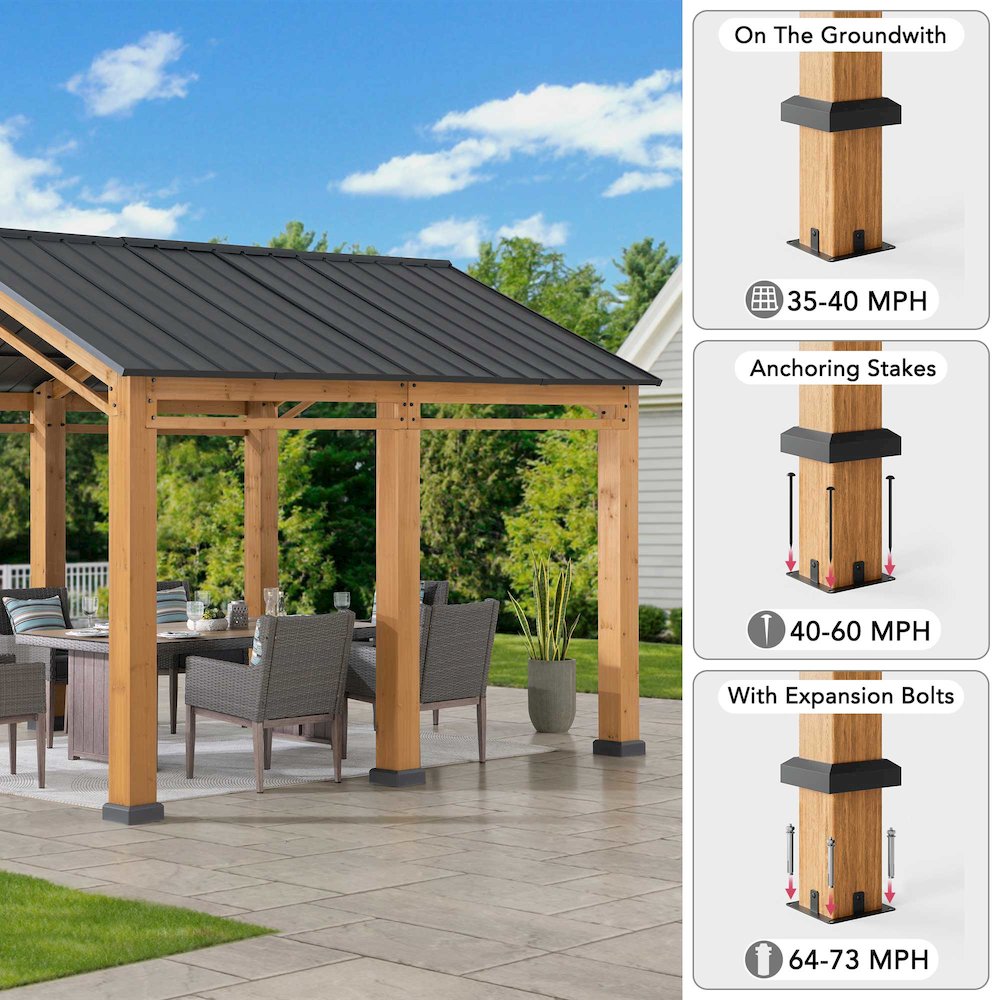 Outdoor Gazebo, Heavy Duty Garage Car Shelter with Powder-Coated Steel Roof