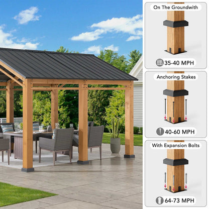 Outdoor Gazebo, Heavy Duty Garage Car Shelter with Powder-Coated Steel Roof