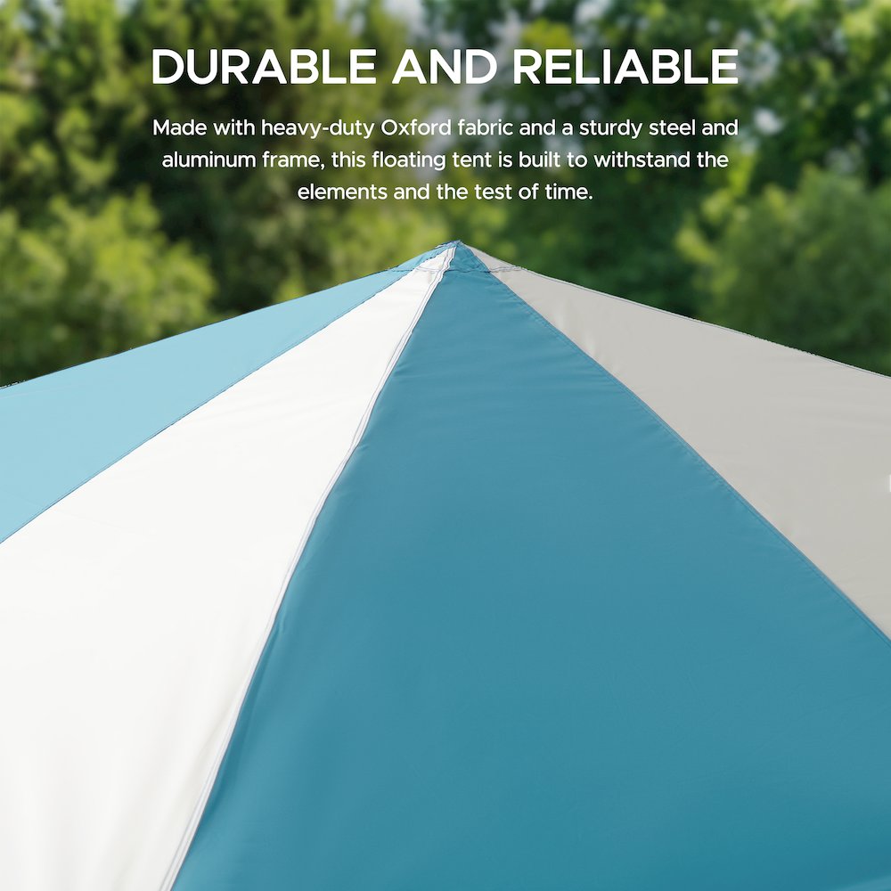Grey and Light Blue Floating Pool Canopy Pop Up Gazebo & PVC Floats and Air Pump