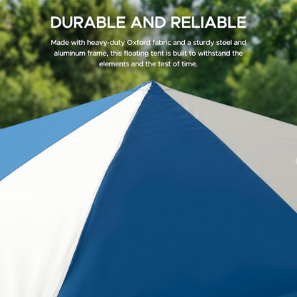 Grey and Navy Floating Pool Canopy Pop Up Gazebo & PVC Floats and Air Pump