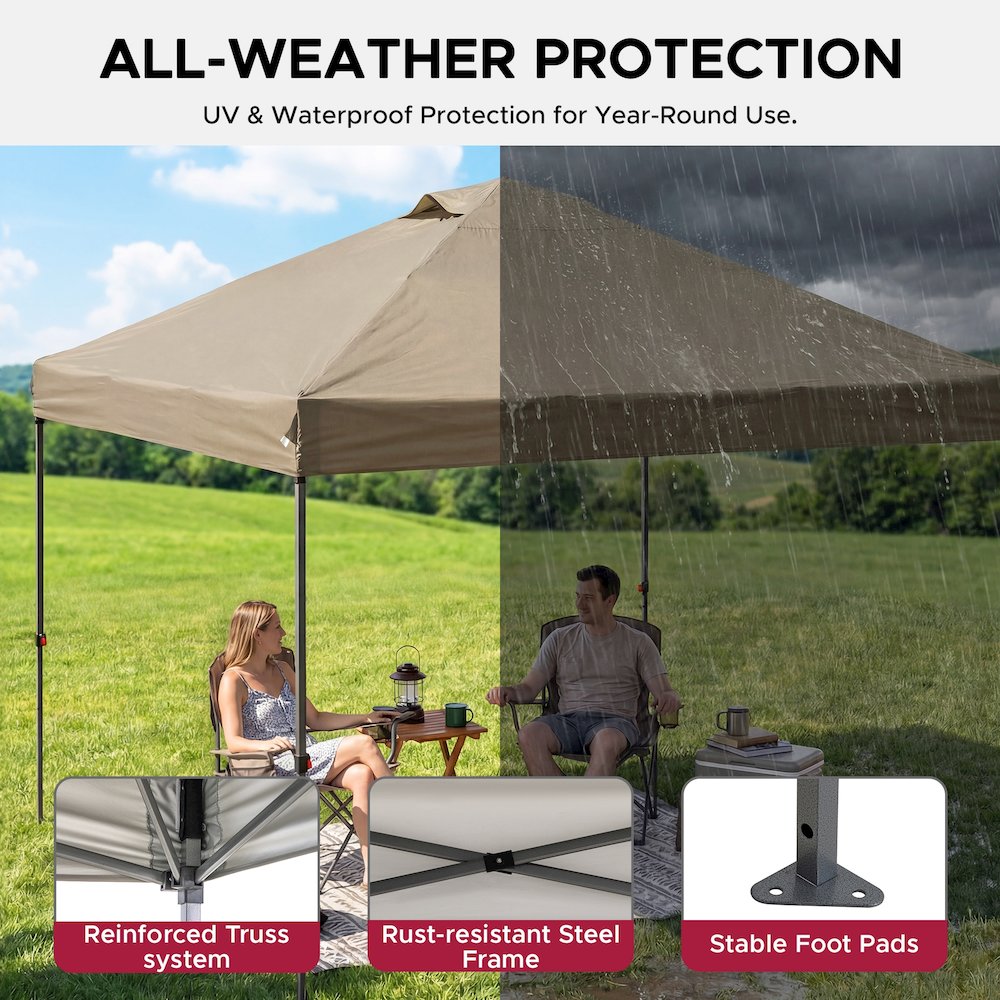 10 ft. x 10 ft. POP UP Gazebo with Detachable LED Light, Taupe