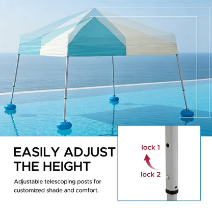 Grey and Light Blue Floating Pool Canopy Pop Up Gazebo & PVC Floats and Air Pump