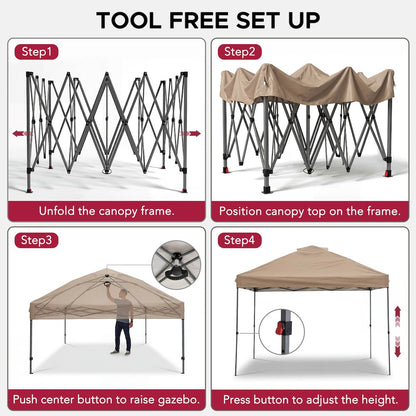 10 ft. x 10 ft. POP UP Gazebo with Detachable LED Light, Taupe