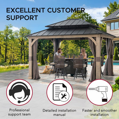 13 ft. x 11 ft. Cedar Frame Steel 2-Tier Hardtop Gazebo