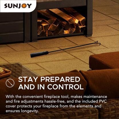 Wood Burning Fireplace –  Outdoor Steel Fireplace with Chimney, Log Holders