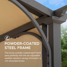 9 x 11-ft Arched Steel Pergola with Retractable Adjustable Canopy, Durable Weather-Resistant Frame for Patios & Gardens