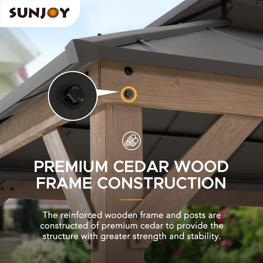 Sunjoy 10 ft. x 12 ft. Cedar Framed Gazebo with Steel Hardtop