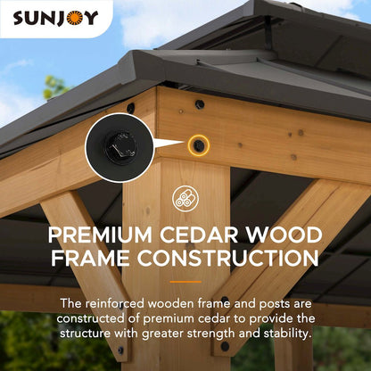 Sunjoy 12 ft. x 20 ft. Cedar Framed  Gazebo with Steel Hardtop