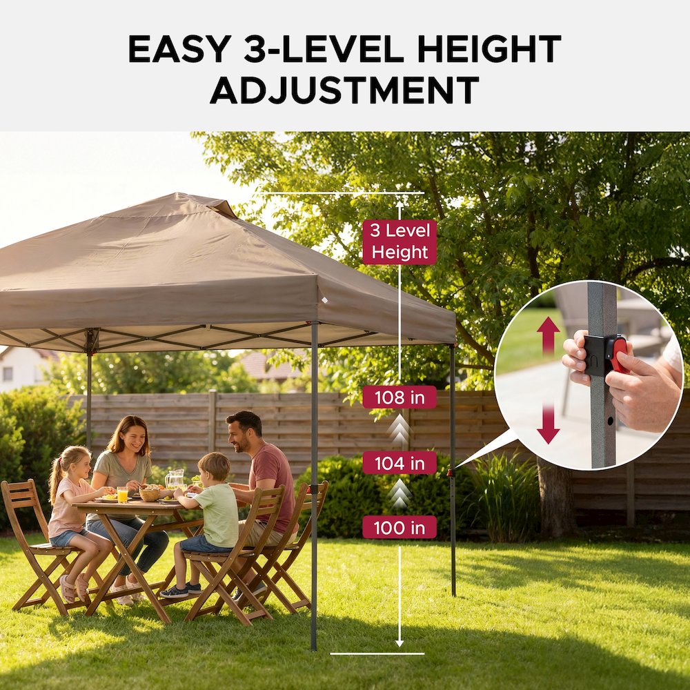 10 ft. x 10 ft. POP UP Gazebo with Detachable LED Light, Taupe