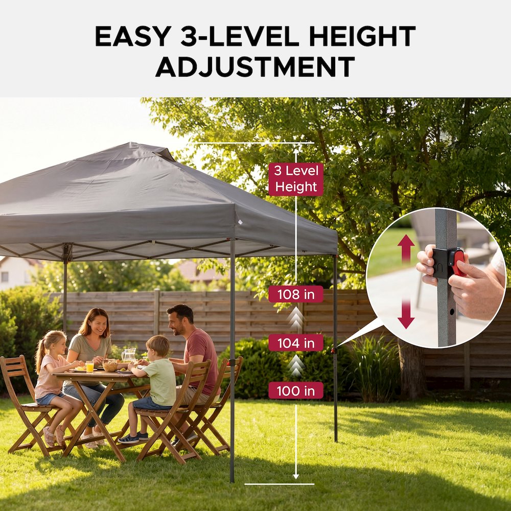 10 ft. x 10 ft. POP UP Gazebo with Detachable LED Light, Gray