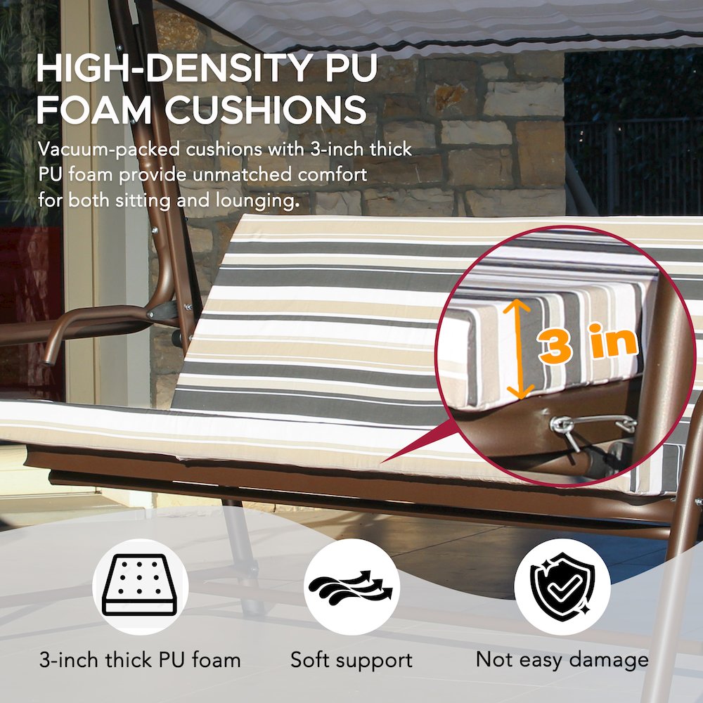 4-Seat Luxury Swing and Bed with Elastic Metal Mesh Seat