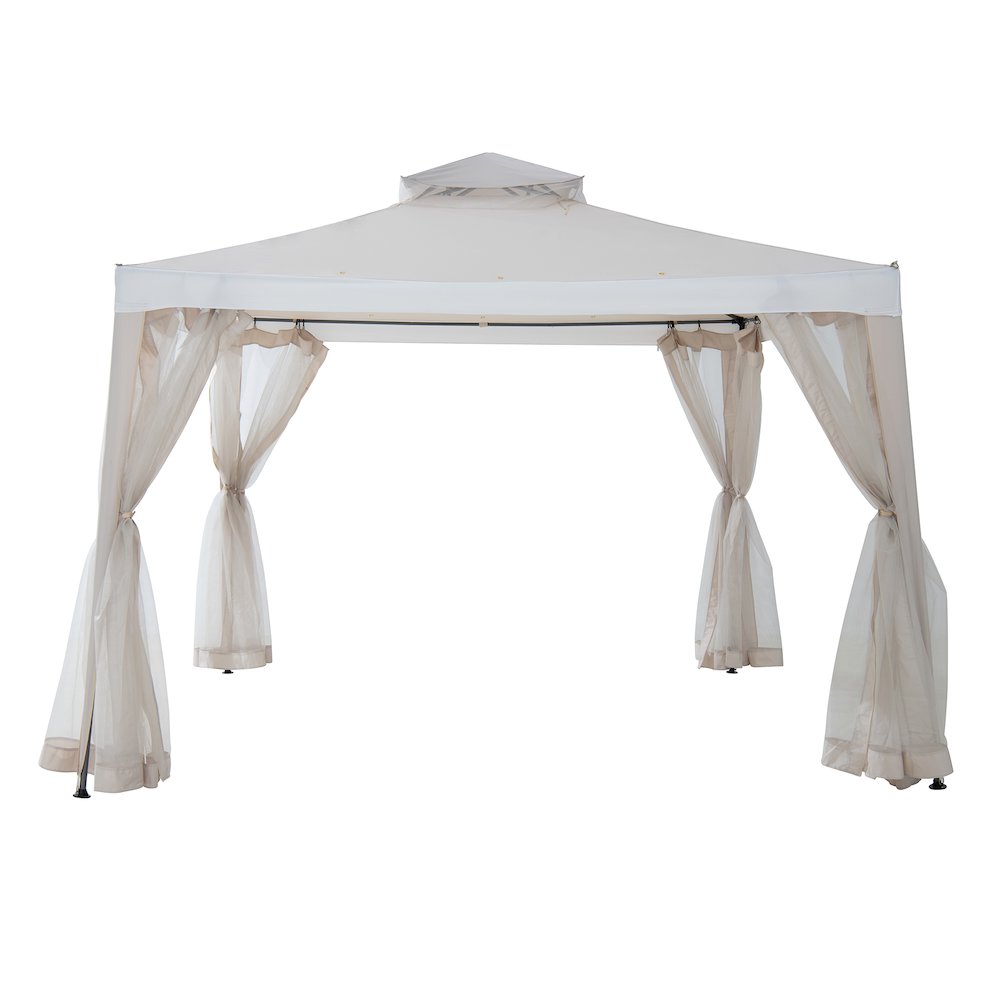 10 ft. x 10 ft. Outdoor Modern 2-Tier Steel Frame Soft Top Gazebo