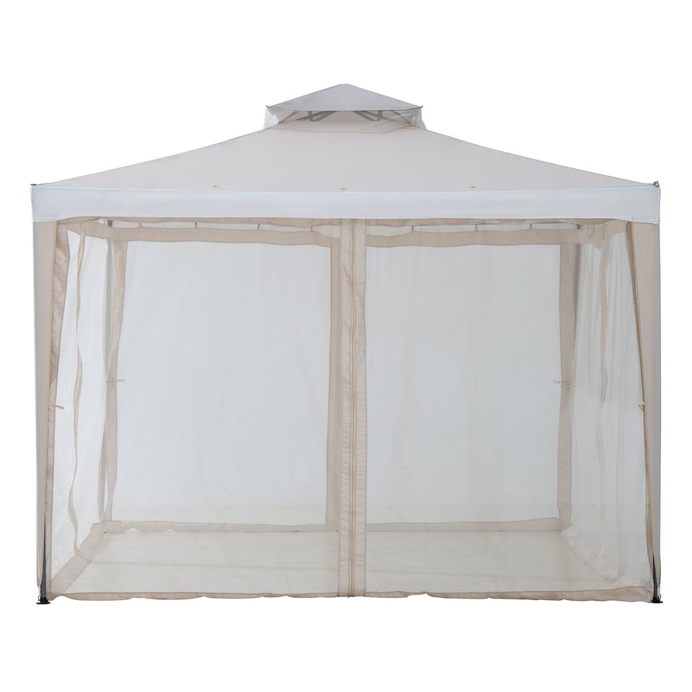 10 ft. x 10 ft. Outdoor Modern 2-Tier Steel Frame Soft Top Gazebo