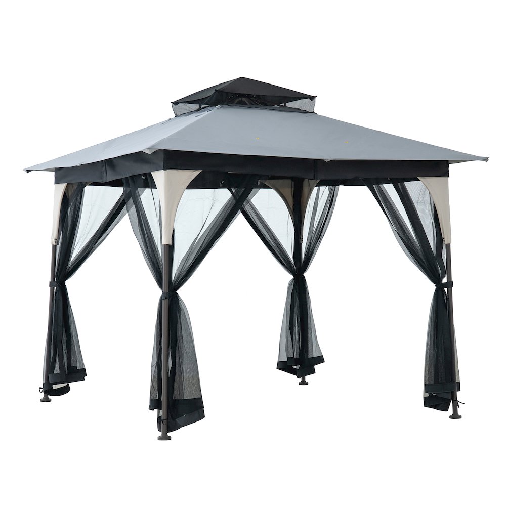 9.5 ft. x 9.5 ft. Soft Top Outdoor Steel Frame Gazebo Canopy