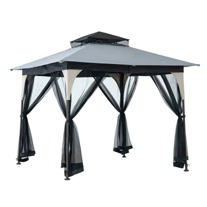 9.5 ft. x 9.5 ft. Soft Top Outdoor Steel Frame Gazebo Canopy