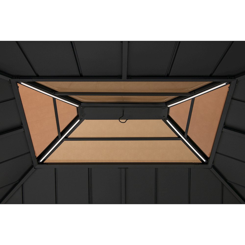 11 ft. x 13 ft. Cedar Framed Gazebo with Brown Steel and Polycarbonate Hip Roof