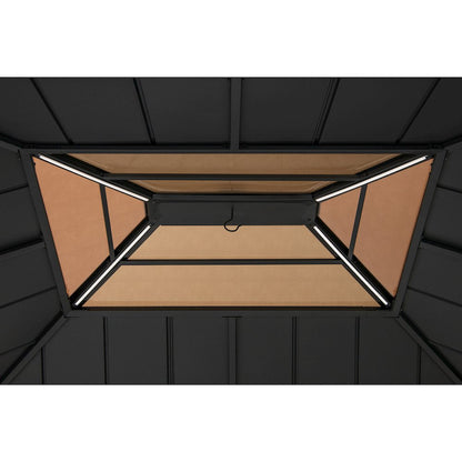 11 ft. x 13 ft. Cedar Framed Gazebo with Brown Steel and Polycarbonate Hip Roof