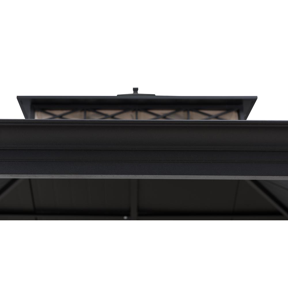 Sunjoy Outdoor Patio 11x13 Black 2-Tier Aluminum Backyard Hardtop Gazebo