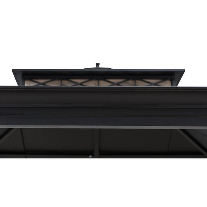 Sunjoy Outdoor Patio 11x13 Black 2-Tier Aluminum Backyard Hardtop Gazebo