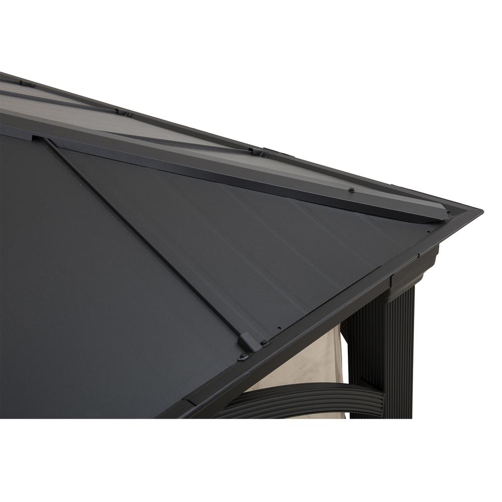 Sunjoy Outdoor Patio 11x13 Black 2-Tier Aluminum Backyard Hardtop Gazebo