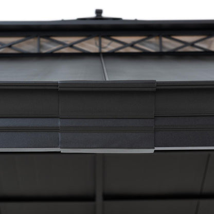 10 ft. x 12 ft. Brown Steel Gazebo with 2-tier Hip Roof Hard Top