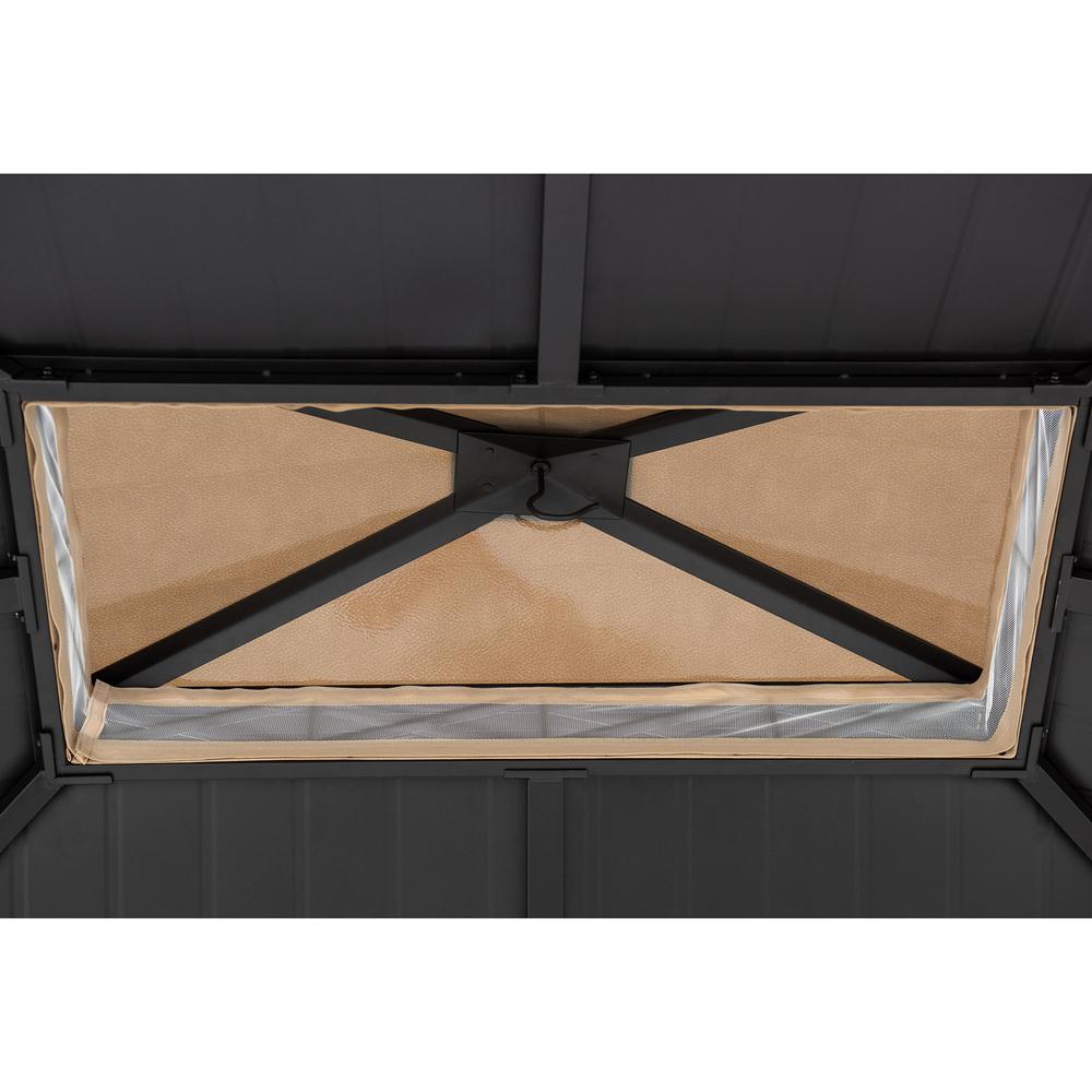10 ft. x 12 ft. Brown Steel Gazebo with 2-tier Hip Roof Hard Top