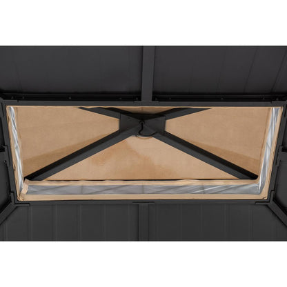 10 ft. x 12 ft. Brown Steel Gazebo with 2-tier Hip Roof Hard Top