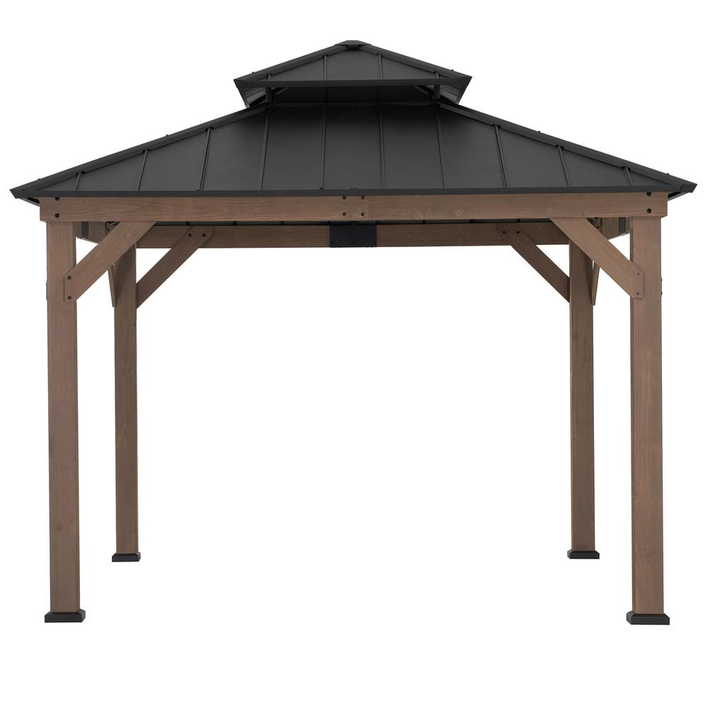 Sunjoy Wooden 11’ x 11’ Outdoor Steel Hardtop Gazebo