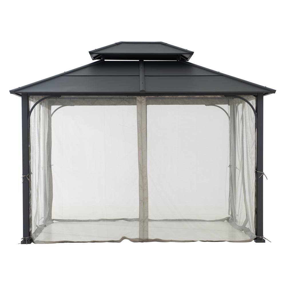 Outdoor Gazebo, Heavy Duty Steel Frame Hardtop Gazebo, Double Tiered Gazebo