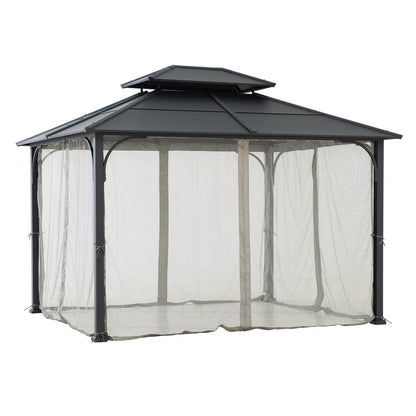 Outdoor Gazebo, Heavy Duty Steel Frame Hardtop Gazebo, Double Tiered Gazebo