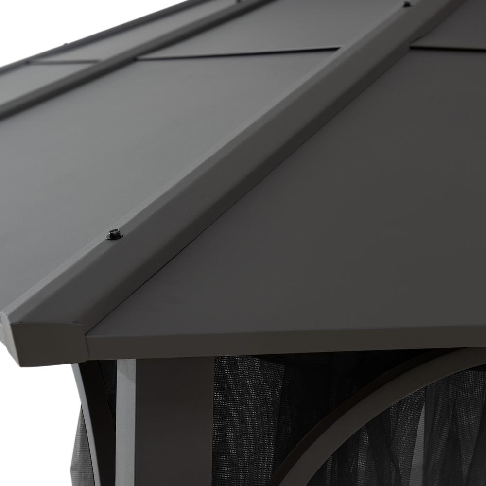 Sunjoy 12 ft. x 16 ft. Brown Steel Gazebo with 2-tier Hip Roof Hardtop