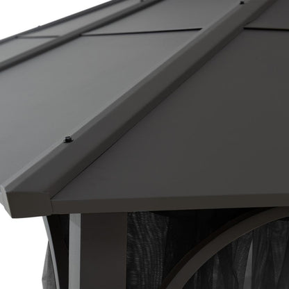 Sunjoy 12 ft. x 16 ft. Brown Steel Gazebo with 2-tier Hip Roof Hardtop