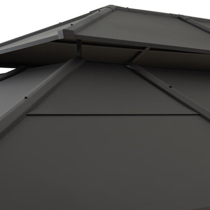 Sunjoy 12 ft. x 16 ft. Brown Steel Gazebo with 2-tier Hip Roof Hardtop