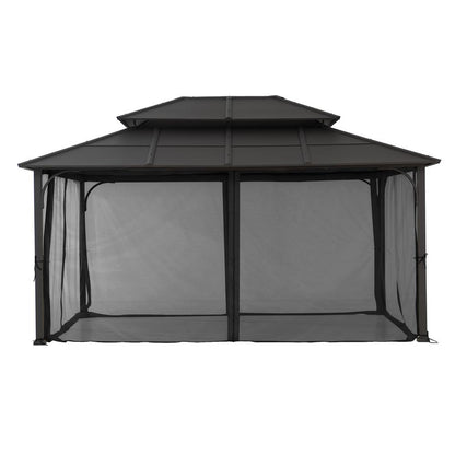 Sunjoy 12 ft. x 16 ft. Brown Steel Gazebo with 2-tier Hip Roof Hardtop