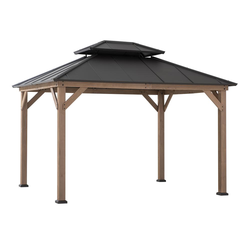 Sunjoy 10 ft. x 12 ft. Cedar Framed Gazebo with Steel Hardtop