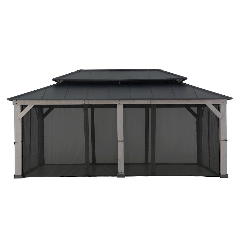 Wood Gazebo, Outdoor Patio Steel Hardtop Gazebo, Cedar Framed Wooden Gazebo