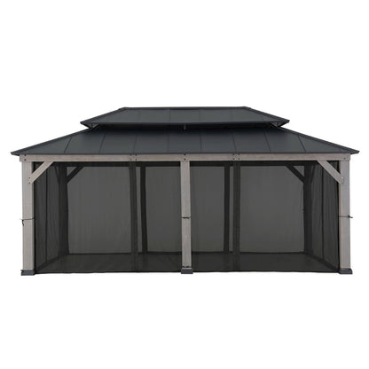 Wood Gazebo, Outdoor Patio Steel Hardtop Gazebo, Cedar Framed Wooden Gazebo