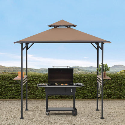 8x5 ft Arbrook Black Steel 2-Tier Soft Top Grill Gazebo