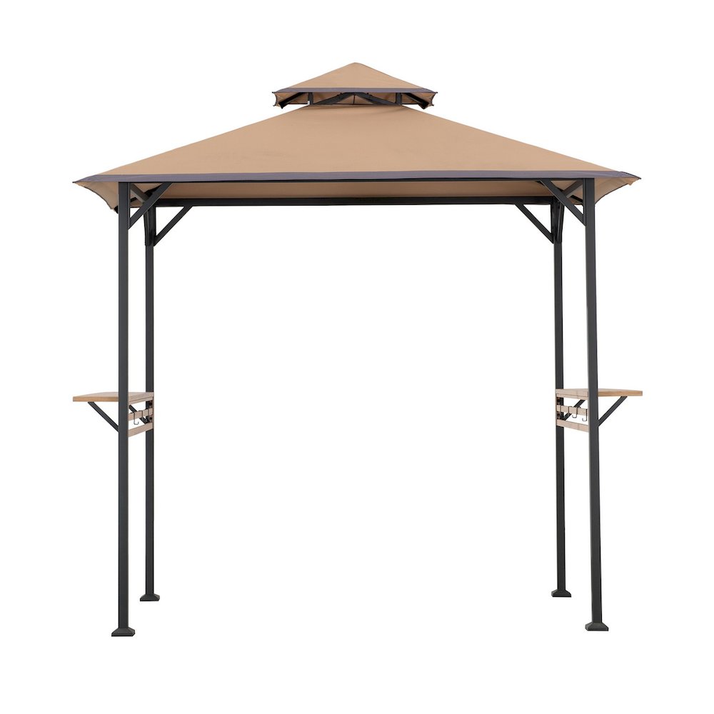 8x5 ft Arbrook Black Steel 2-Tier Soft Top Grill Gazebo