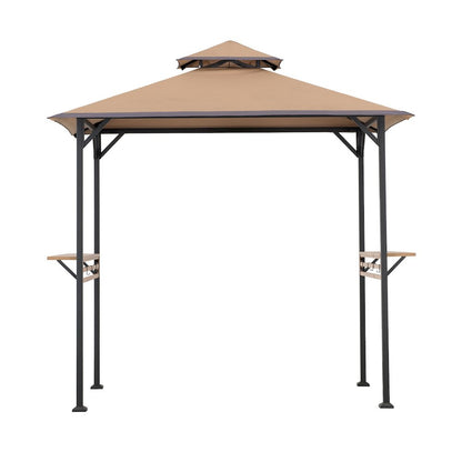 8x5 ft Arbrook Black Steel 2-Tier Soft Top Grill Gazebo