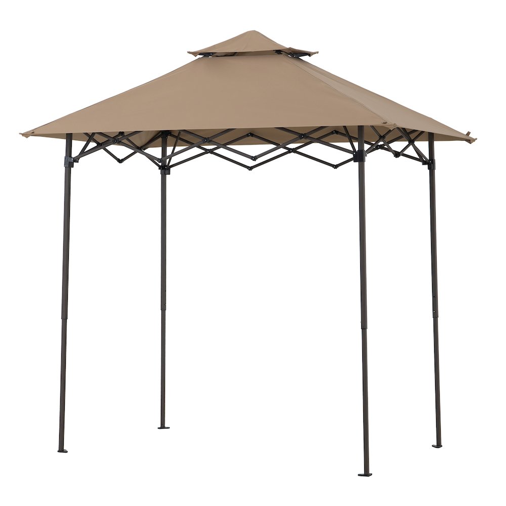 8x5 ftPop up Grill Gazebo with Magnetic LED Light and Carrying Bag, Brown